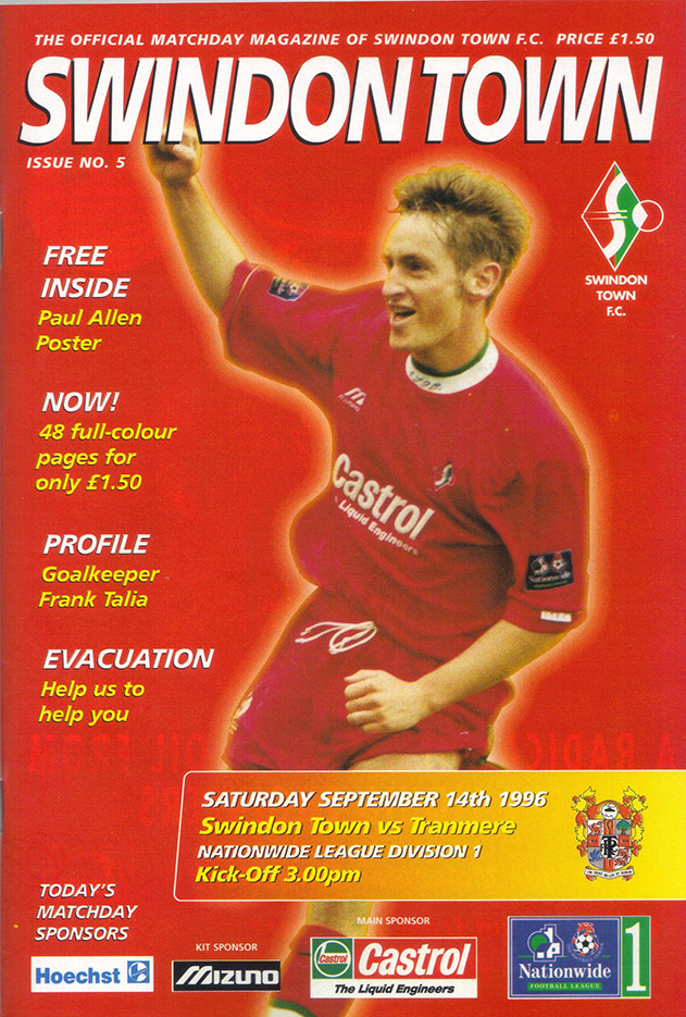 <b>Saturday, September 14, 1996</b><br />vs. Tranmere Rovers (Home)